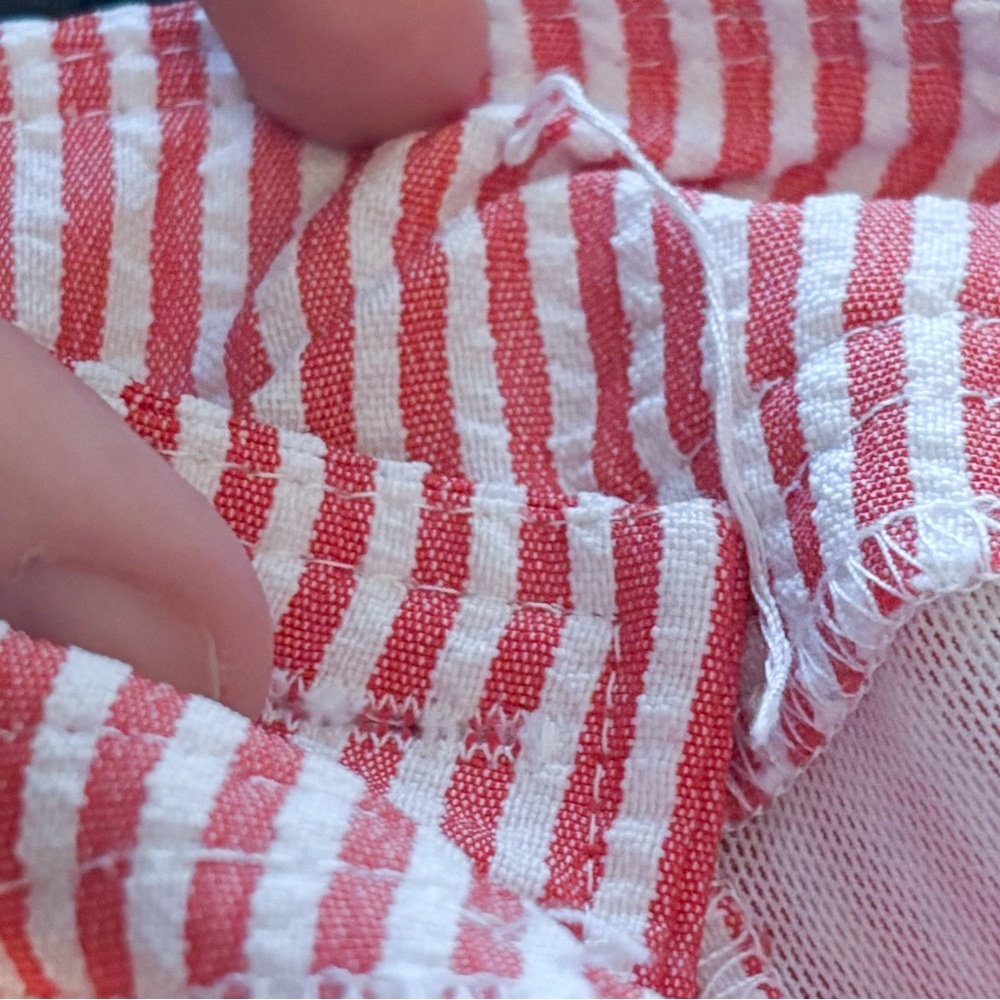 Orange White Striped Seersucker Capris Size 10P Preppy Coastal Beach Boho - Picture 6 of 6